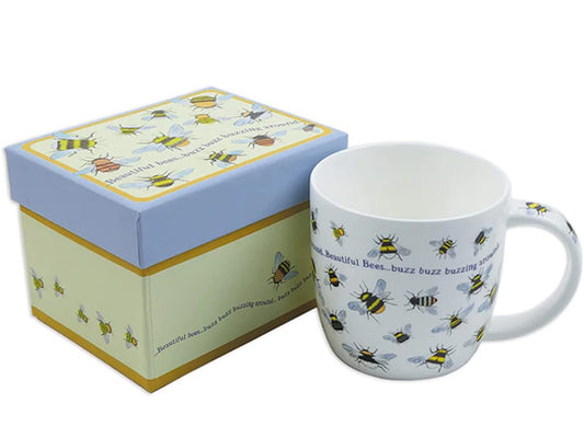 Designed by Eric Heyman as part of his Bee Collection, these exquisite Fine Bone China mugs are elegantly presented in a stunning gift box, making them an ideal choice for gifting to a special someone.