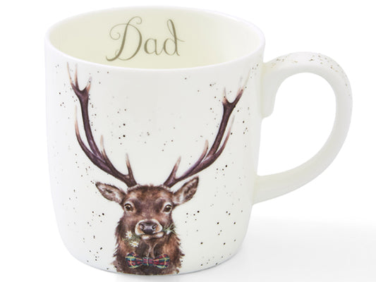 The distinctive Royal Worcester Wrendale Stag Mug serves as an excellent gift for your father. Crafted from fine bone china, its watercolor design showcases a handsome stag adorned with a stylish bow-tie, while the word 'Dad' is prominently displayed on the inside. This delightful present is an ideal choice for Father's Day or any special occasion dedicated to celebrating your Dad.