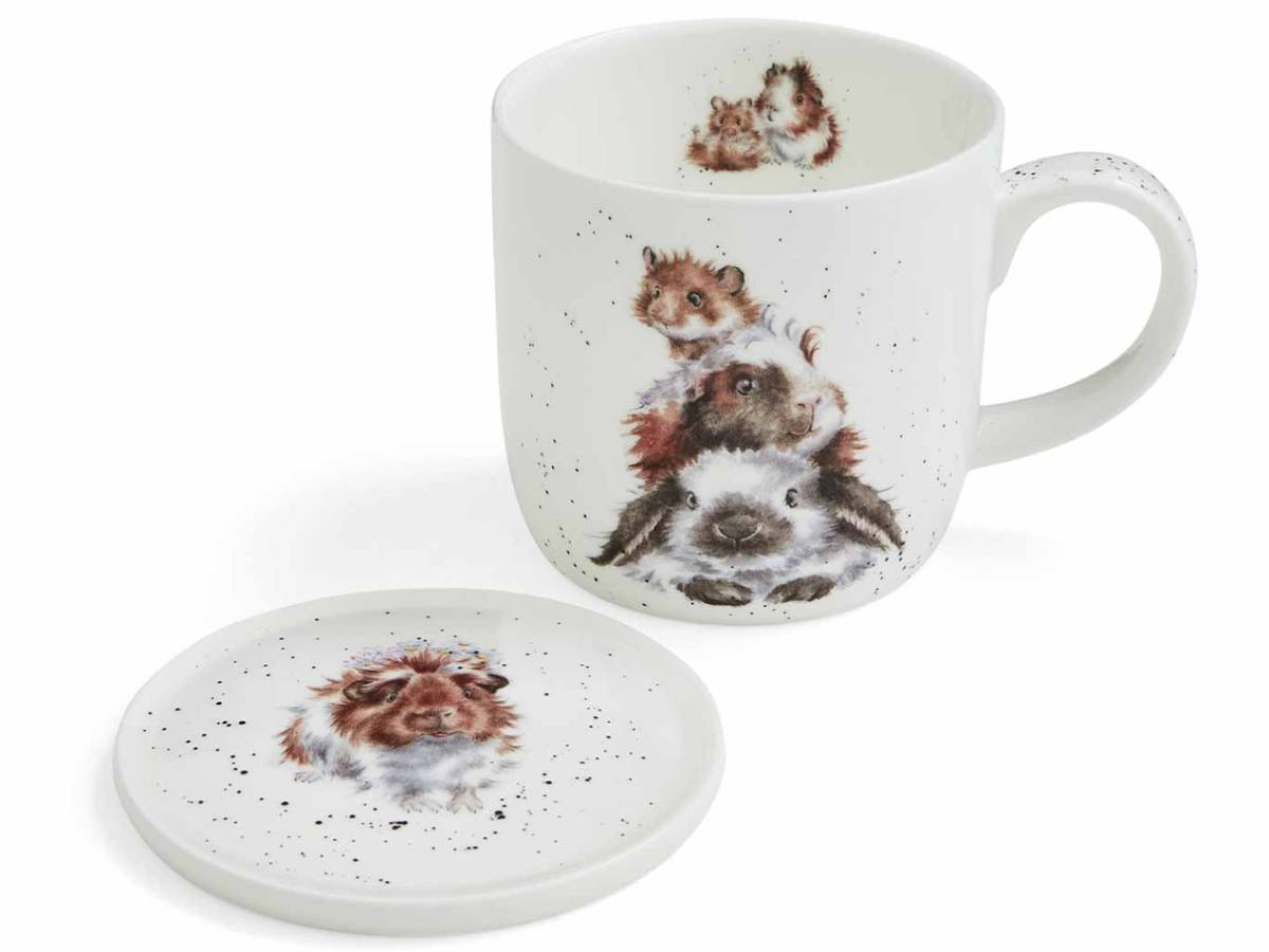 Wrendale Piggy In The Middle Animal Mug & Coaster Set