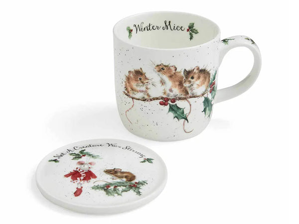 Wrendale Winter Mice Mug & Coaster Set