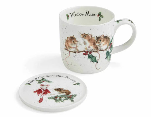 Wrendale Winter Mice Mug & Coaster Set