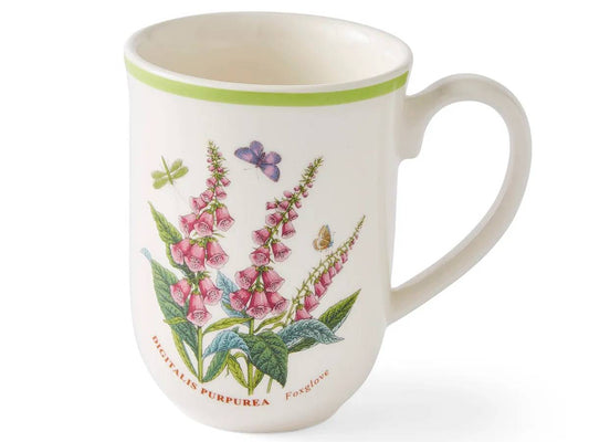 Portmeirion Botanic Garden Meadow Foxglove Mug featuring purple flowers and butterflies.