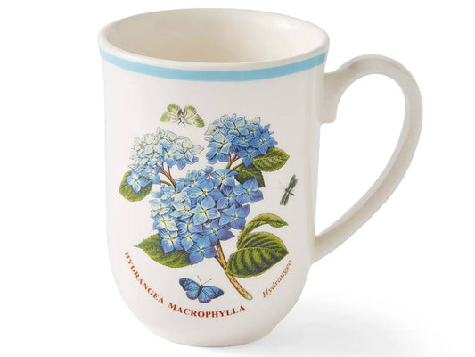 Portmeirion Botanic Garden Meadow Tulip Mug with blue hydrangea print.