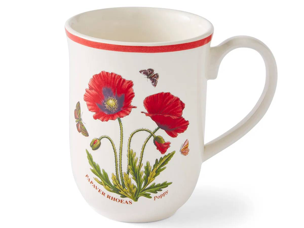 Portmeirion Botanic Garden Meadow Poppy Tulip Mug with red flower print.