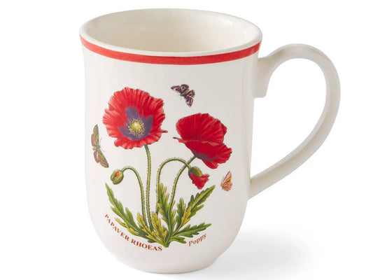Portmeirion Botanic Garden Meadow Poppy Tulip Mug with red flower print.
