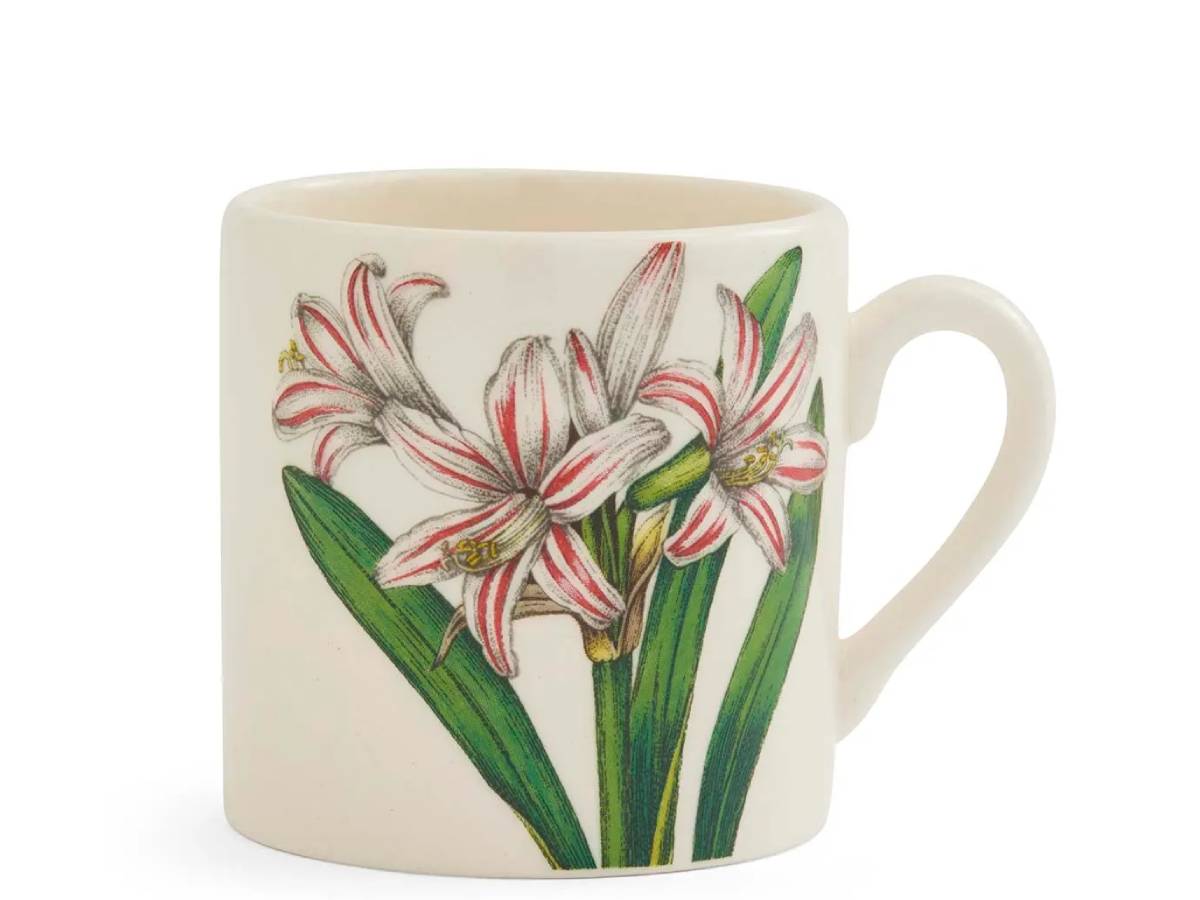 Bloom Garden Belladonna Lily Espresso Cup with a dramatic oversized pink floral design.