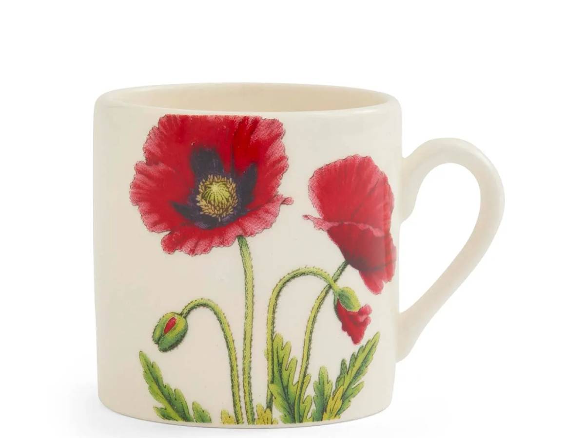 Bloom Garden Poppy Espresso Cup with a fiery red floral design.