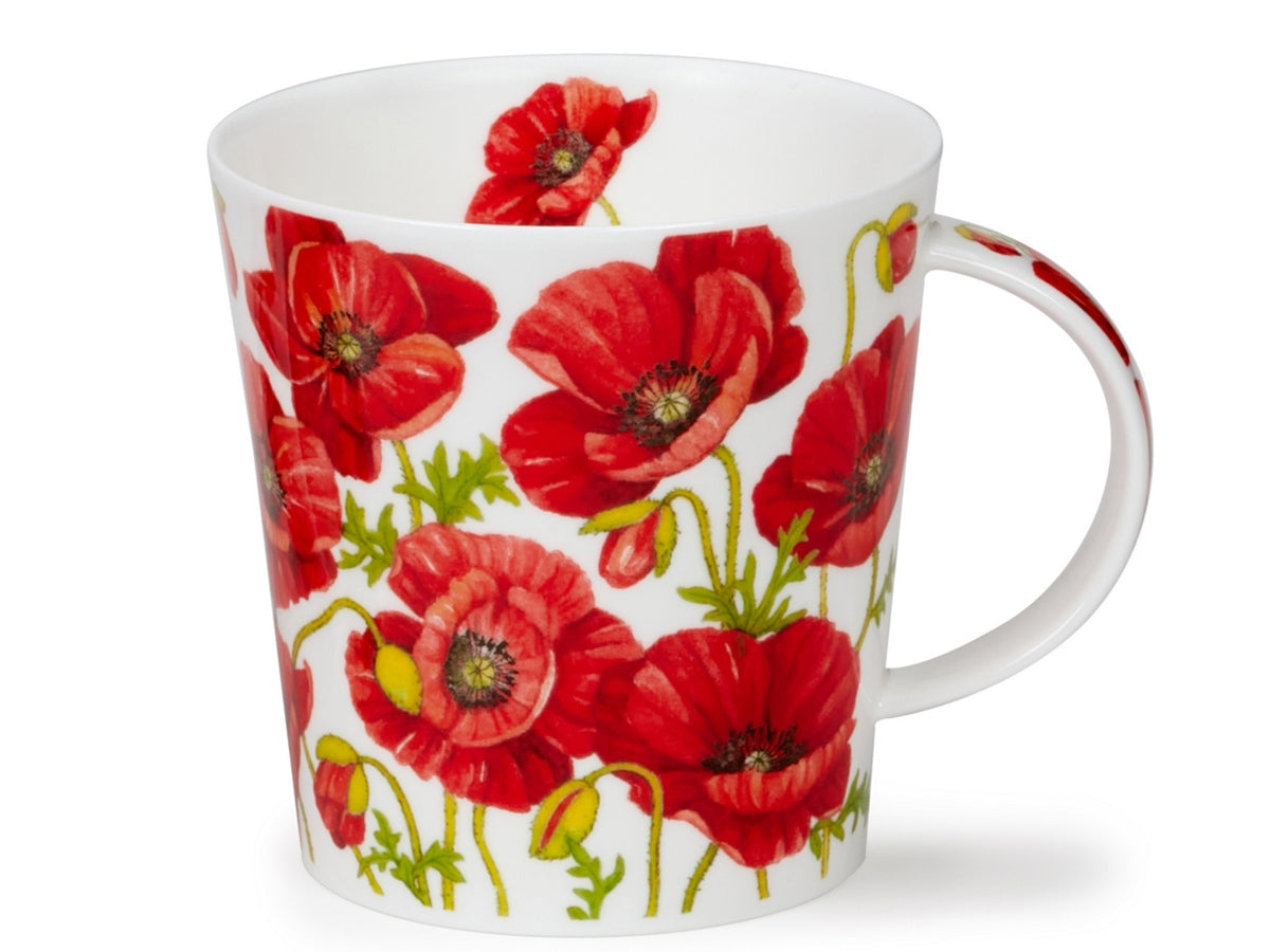 Dunoon Cairngorm Beautiful Blooms Poppies fine bone china mug with vibrant red poppy flowers