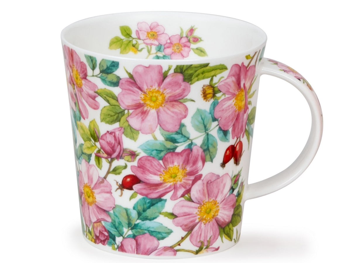 Dunoon Cairngorm Beautiful Blooms Wild Roses fine bone china mug with delicate pink wild rose flowers