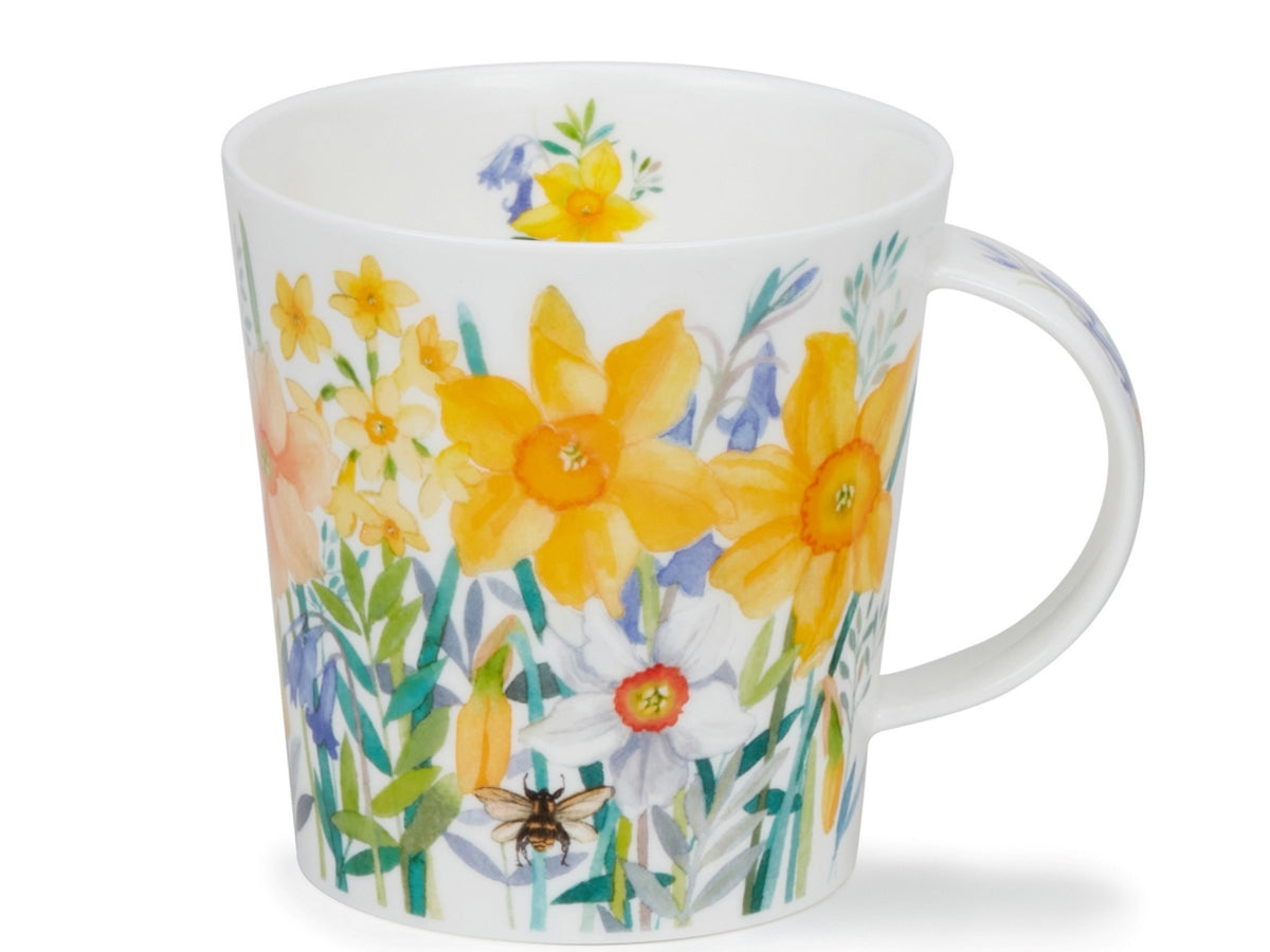 Dunoon Cairngorm Floral Whisper Yellow fine bone china mug with yellow daffodils and delicate floral artwork