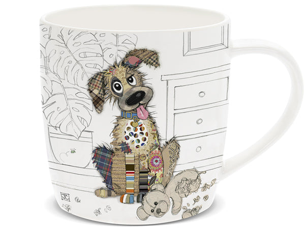 Mug with a decorative dog design on a white background
