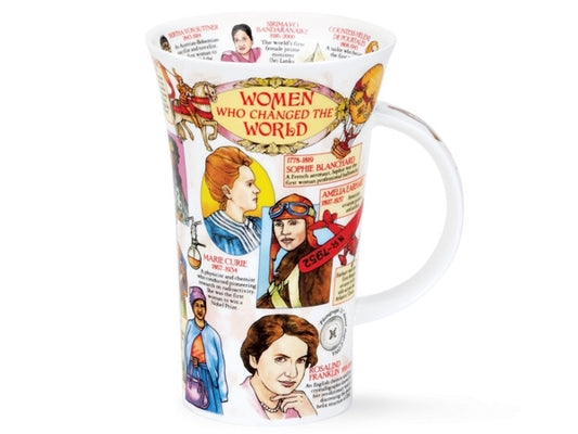 'Women Who Changed the World,' a fine bone china mug honoring history's most remarkable women. From science pioneers to civil rights activists and adventurers, this mug celebrates inspirational figures such as Marie Curie, Rosa Parks, Amelia Earhart, and more, with beautifully illustrated portraits.