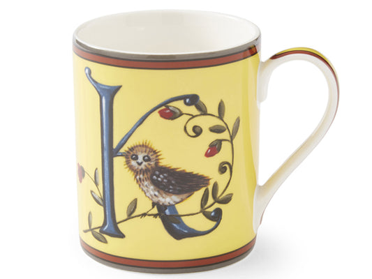 Graced with an elegantly styled initial ‘K’, this bright lemon-colored mug makes an extraordinary gift for that special someone. 