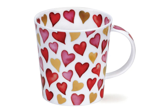 Dunoon Lomond Love Hearts Pink & Red Mug