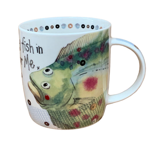 The Alex Clark mug features two lovely fish and the words "You're the only fish in the sea for me" along the side. Adding to its charm, the mug includes illustrations around the inside rim and down the handle.