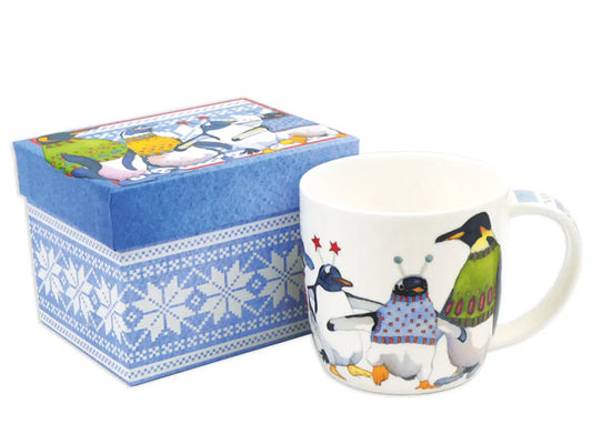Softly cradled in a charming presentation box, this fine bone china mug is a wonderful option for gifting or as a special personal indulgence. Inspired by Emma's Penguins in Pullovers Collection, these mugs carry a unique charm.