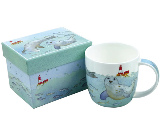 Crafted by Emma for her Sealife collection, these Fine Bone China mugs featuring Swimming Seals are exquisitely presented in a captivating gift box, making them the ideal gift for that special someone.