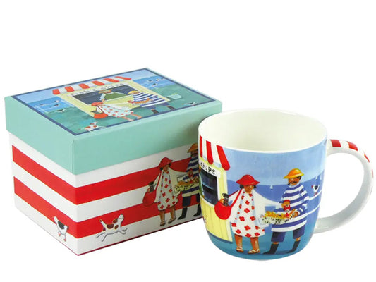 Designed by Claire Henley as part of her Mr and Mrs Fish collection, these Fine Bone China mugs are elegantly presented in a captivating gift box, making them the ideal gift for a special someone.