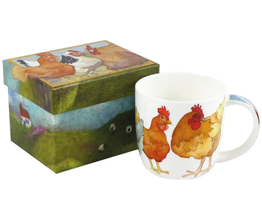Crafted by Emma Ball, this Fine Bone China mug featuring Felted Chickens is beautifully presented in an exquisite gift box, making it an ideal gift for a special someone.