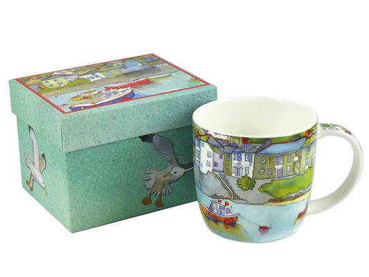 Crafted by Emma for her Sealife collection, these Fine Bone China mugs featuring a Harbour Scene are exquisitely presented in a captivating gift box, making them the ideal gift for that special someone.