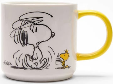 Prepare to kickstart your morning coffee routine with this Magpie x Peanuts Snoopy Mug. Capturing a weary Snoopy and his loyal sidekick Woodstock holding a steaming cup of coffee, this mug is ideal for those who require a little boost to begin their day. On the back, the bold phrase "I'm not worth a thing before coffee" adds a humorous touch