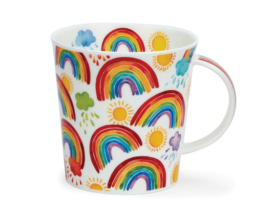 Crafted in a Cairngorm size, this vibrant vessel is designed to hold more of your favorite brew while brightening your day. Created by artist Caroline Bessey, this playful mug features rainbows and colorful suns, symbolizing the departure of storm clouds as you sip.