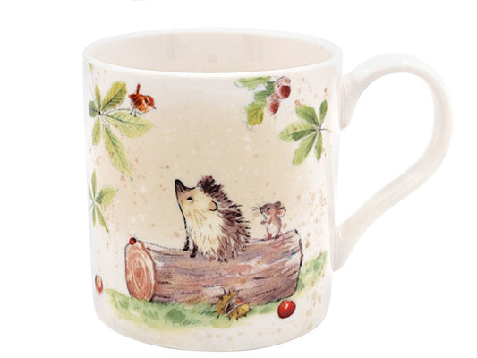 Enjoy peaceful moments with the Paper Shed Woodland Friends Mug by Lesser & Pavey, featuring a mouse and hedgehog illustration on fine quality china