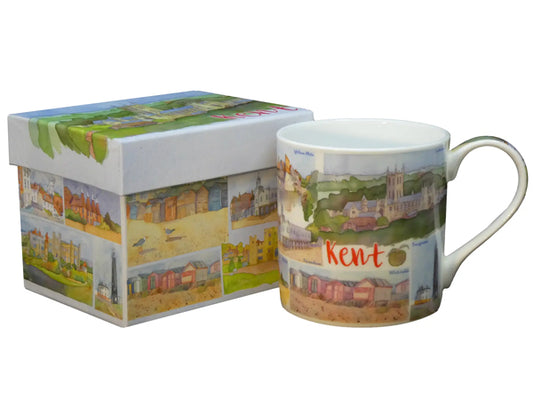 Crafted by Emma for her English County collection, these Fine Bone China mugs featuring illustrations around Kent are exquisitely presented in a captivating gift box, making them the ideal gift for that special someone or a lovely keepsake of a trip to Kent.