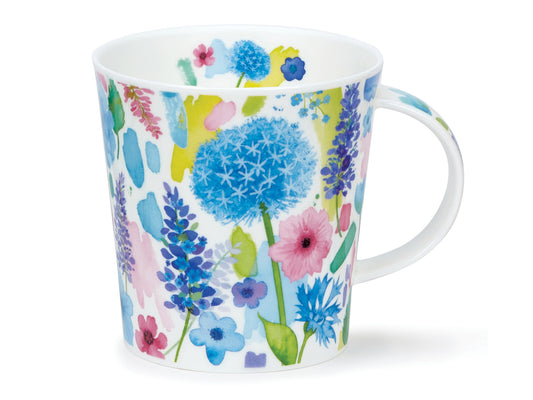 This delightful bright blue floral mug exudes the essence of the countryside's vibrant hues.