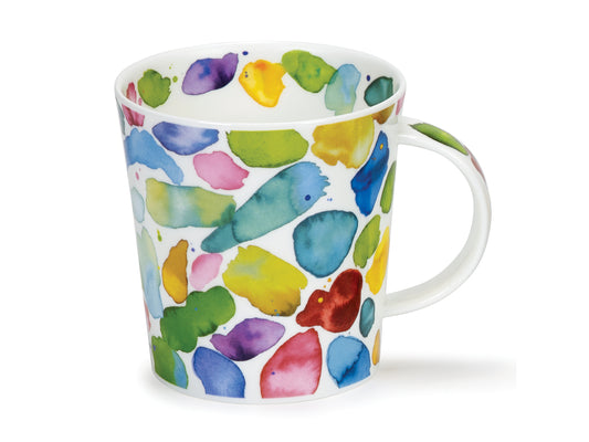 Resembling an artist's palette adorned with lively green paint "blobs," this vibrant fine bone china mug is a testament to creativity. 