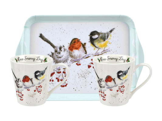 Wrendale Birds Mug & Tray Set - One Snowy Day