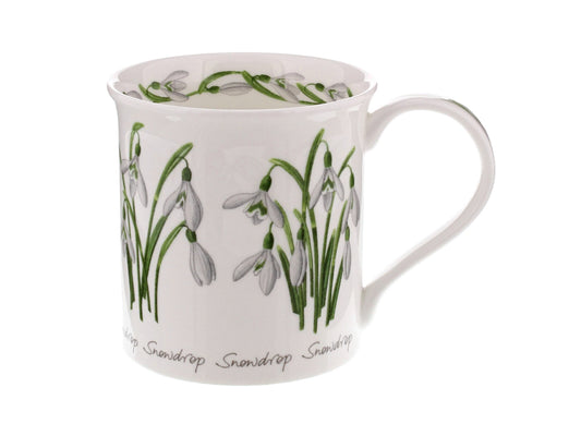 Dunoon's Bute Snow Drop Mug is a part of their Spring Flowers collectable range, and is printed with beautiful depictions of snow drops on a white fine bone china base around its exterior, as well as a snow drop floral chain printed around the inner rim of the mug and down its handle.