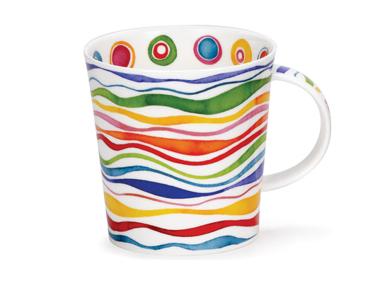 the Ripple mug is a standout piece from Dunoon's Cairngorm range, featuring a dynamic multicolour wave pattern that wraps around its exterior.
