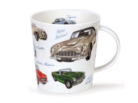 Featuring an array of cherished vintage cars, the Cairngorm mug from Dunoon's Classic Collection offers a nostalgic journey through colorful vehicles