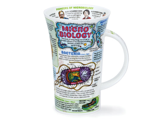 Dunoon's Glencoe 'Microbiology' Mug is crafted of a fine bone china and is printed with various diagrams of bacteria, virus' and fungi along with interesting and educational information about each alongside them. Around the inner rim of the mug are pioneers of microbiology detailing their most notable work in the field. 