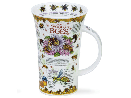 Dunoon's Glencoe 'World of Bees' Mug is crafted of a fine bone china and is buzzing with bee facts. Honeycomb patterns line the top and bottom of the exterior, with various facts about bees and their contribution to the world, including the different types of bees and a fully-labelled diagram of the anatomy of a worker bee.