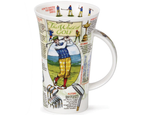 'The World of Golf' Mug is crafted of a fine bone china and takes its user through the schematics of a game of golf, breaking down each and every piece of equipment one would find themselves using and accompanying each with interesting facts, as well as a play-by-play print of the perfect swing around the inner rim of the mug. 