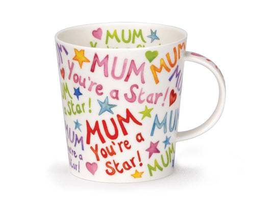 The Mum You're A Star Mug from Dunoon, a part of their Lomond range, is a fine bone china creation designed to express appreciation for mothers. 