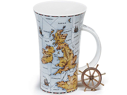 This Dunnon Shipping Forecast mug is perfect for someone who is passionate about sailing. This fine bone china mug's illustration is split into two sides - one that features a sailing map of the United Kingdom and one that displays a table of the Beaufort Scale